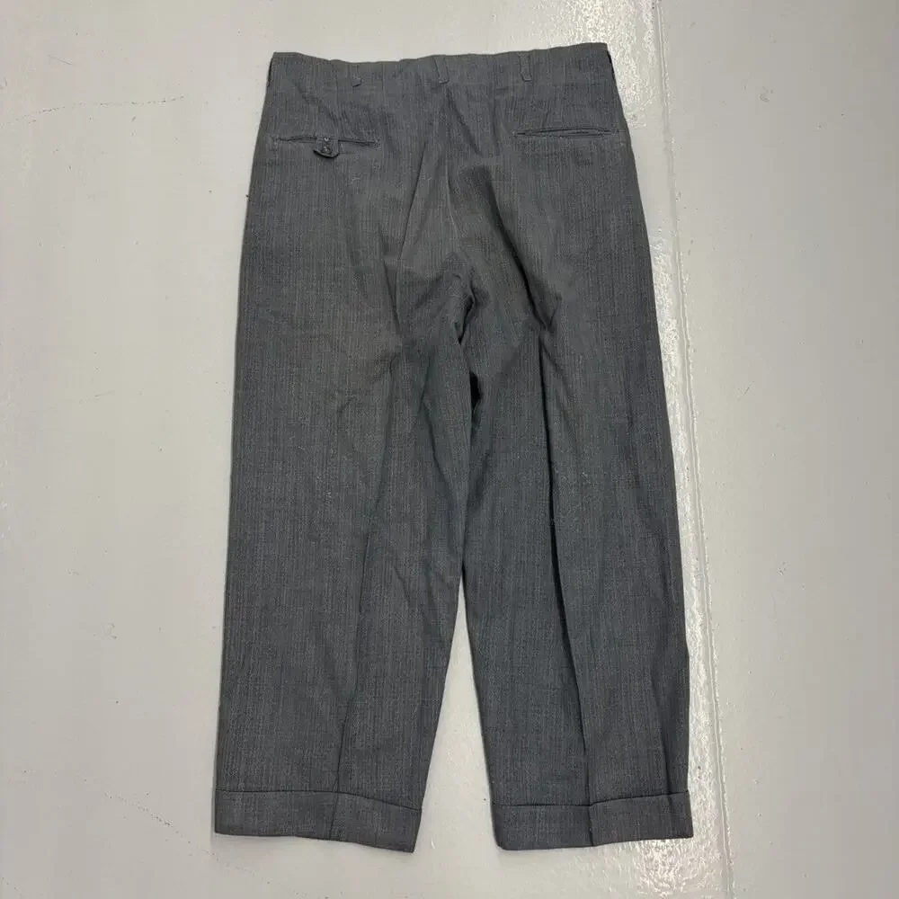 NOS Vintage 50s Blue Cotton Pattern Drop Loop Pants 34x25